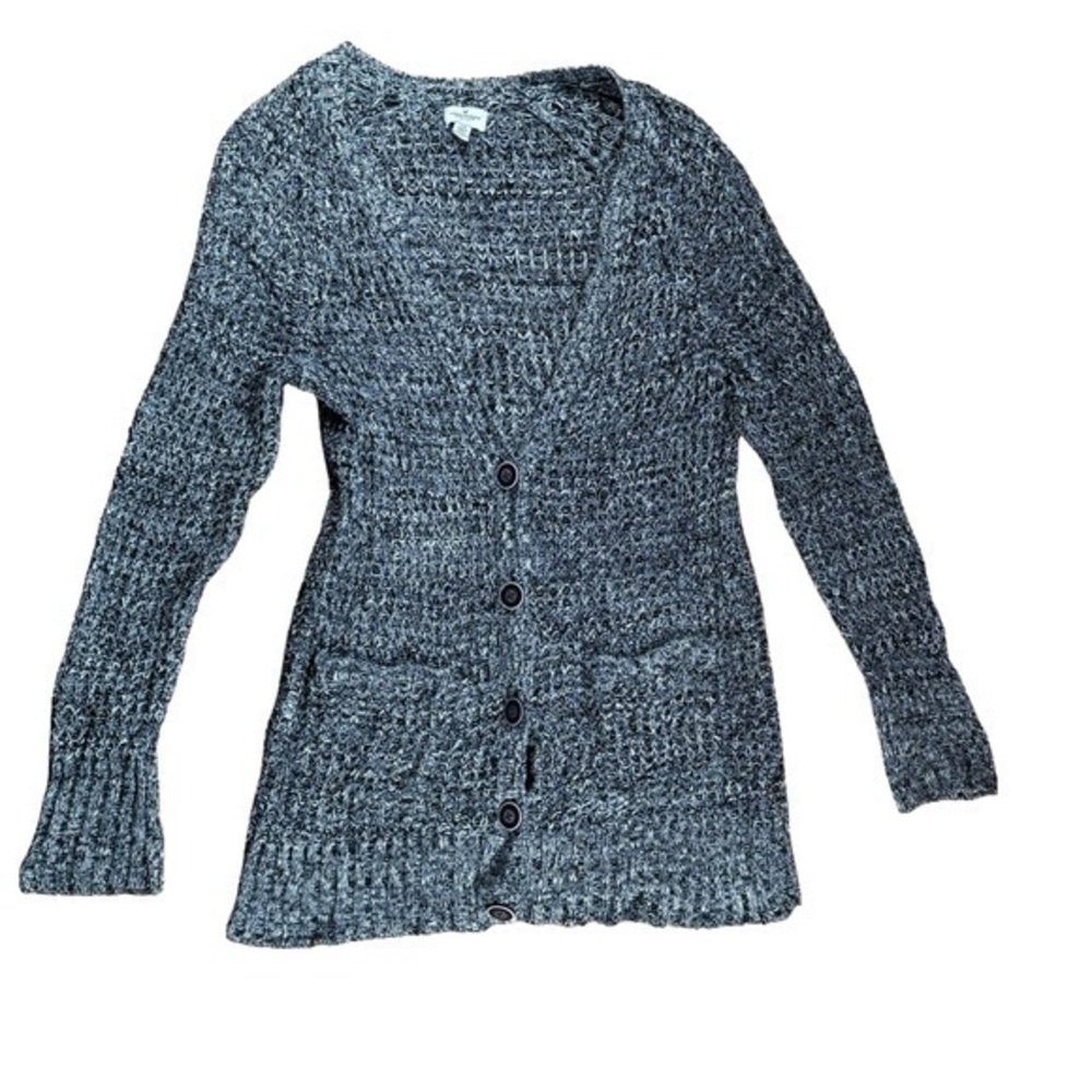 American Eagle Outfitters Gray and Black Cardigan with Chunky Knit